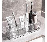 Toothbrush Holder Anti-slip Electric Toothbrush Holder For Bathroom Countertop, 6 Compartments Toothbrush Caddy With Drainage For Easy Bathroom Storage,ransparent Fashionable