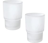 Toothbrush Holder Cup, 2 Pcs Replacement Frosted Transparent Glass Tumbler Toothbrush Mug for Wall Mounted Toothbrush Holder Cup Universal Spare Mouthwash Cup for Bathroom Accessories (Frosted)