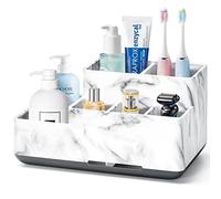 Toothbrush Holder, Detachable, 6 Compartments & Drainage Hole Marble White