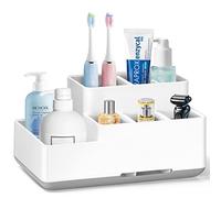 Toothbrush Holder, Detachable Non-Slip Electric Toothbrush Holder with 6 Compartments and Drainage Holes Bathroom Organiser for Bathroom, Kitchen, and Family Beige
