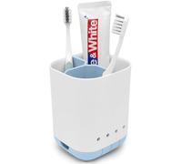 Toothbrush Holder for Bathroom,Plastic Detachable for Easy Cleaning Multi-Functional Storage,3 Slots Anti-Slip Electric Toothbrush and Toothpaste Organizer Caddy for Bathroom Vanity,Countertop (Blue)