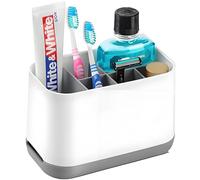 Toothbrush Holder for Bathroom, White Toothbrush Holder Toothpaste Stand, Large Detachable Toothbrush Caddy, Multifunctional Toothbrush Organiser, Razors Holder Vanity Countertop Organizer