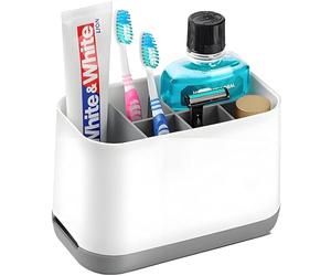 Toothbrush Holder for Bathroom, White Toothbrush Holder Toothpaste Stand, Large Detachable Toothbrush Caddy, Multifunctional Toothbrush Organiser, Razors Holder Vanity Countertop Organizer