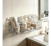 Toothbrush Holder for Wall Mount & Countertop, 8-Slot, Acrylic | Bathroom Organizer, drill-free mounting, drainage holes, removable dividers, non-slip base, multi-use for makeup & utensils