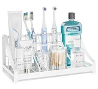 Toothbrush Holder Instant-Dry Organizer - Bathroom Countertop Organizer Kids Electric Toothbrush Toothpaste Holders - 7 Slots Bathroom Sink Accessories Storage Tooth Brush Counter Organization, White