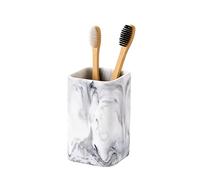 Toothbrush Holder, Marble Look Resin Toothpaste Makeup Brushes Razors Holder Vanity Bathroom Countertop Organizer Accessories Tumbler Stand, Toothbrush Cup Small, White