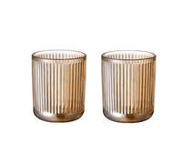 Toothbrush Holder Organizer, Crystal Clear Glass Tumbler Mugs, Makeup Brush Storage Cups, Reusable Toothbrush Mouthwash Cup, Bathroom Counter Decorative (beige, 2pcs short)