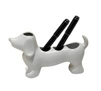 Toothbrush Holder - Resin Dachshund Shaped, Counter Top Brush Organizer, Fun Novelty Design, Ideal for Hotel Dorm Apartment, Bathroom Vanity Decor, Small Brown for Home Restroom Travel
