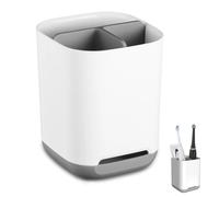 Toothbrush Holder Set, Freestanding Bathroom Tooth Brush Holder for Bathroom, Ceramic Toothbrush Holder for Electric & Manual Toothbrushes, Modern Bathroom Accessories - White
