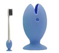 Toothbrush Holder Stand - Fish Shape Organizer, Suction Cup Base, Silicone Dustproof Bathroom Accessory | Fun Toothbrush Stand for Home Bathroom Sink Countertops Adults Kids and Travel
