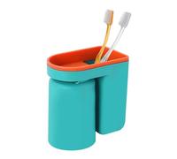 Toothbrush Holder,Stick-on Wall Mounted Toothpaste Holders with Toothbrush Cup& Drainage Holes for Bathroom Toothbrushs Toothpaste（Toothbrush not include）