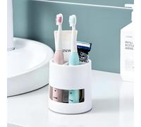 Toothbrush Holder, Toothpaste Stand, Toothbrush Holder, Electric Toothbrush, Storage Box, Multi-Purpose Organiser for Bathroom and Kitchen (Elegant White)