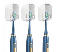 Toothbrush Holder Wall Mounted 3 Pack, GiftGem White Bathroom Organiser, Wall Mounted Toothbrush Holder with Dust Cover, No-Drill Installation Adhesive Holder