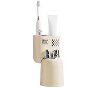 Toothbrush Holder - Wall Mounted Toothbrush Storage, 6.3x3.94x1.97 Inches Magnetic Design Toothpaste Organizer Stand for Bathroom, Space Saving Care Rack for Apartment Dorm Hotel Travel Use