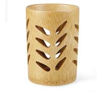 Toothbrush Holder with Drainage Holes - Natural Wood Cup for Bathroom Counter - Quick-Dry Storage for Brushes and Razors - Farmhouse Decor - 10.5cm