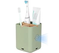 Toothbrush Holders for Bathrooms, Electric Toothbrush Holder, Green | Toothbrush and Toothpaste Organizer for Bathroom Countertop, 3 Slot Vanity Storage