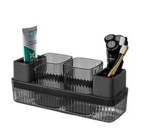 Toothbrush Holders for Bathrooms, Plastic Electric Toothbrush Cup Holder Set, Toothbrush Holder for Bathroom, Shower Toothpaste Organizer, Toothbrush Cup Caddy,Bathroom Countertop Tooth Brushing Holde