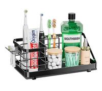 Toothbrush Holders Instant-Drying Organizer - Bathroom Countertop/Wall Mounted Electric Toothbrush Holder - Toothbrush Head Toothpaste Holder Bathroom Counter Organizers Storage Black