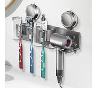 Toothbrush Holders, Toothbrush Holders Wall Mounted, Bathroom Wall Decor, Accessories Organizers, Vanity Storage,Space Aluminum Material, Hair Dryer Storage