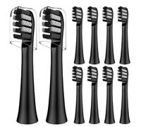 Toothbrush Replacement Heads Compatible with Colgate 360 Sonic Power Charcoal Battery Toothbrush, 10 Pack, Black