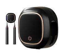 Toothbrush Sterilizer & Holder, UV Portable Toothbrush Cleaner and Holder, Electric Toothbrush Sterilizer with UV Light, Wall Mounted 2 Slots Rechargeable Sterilizer No Drill Installation(Black)