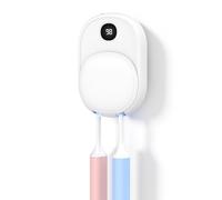 Toothbrush Sterilizer with UV-C Light and Ventilation - Wall Mounted Sanitizing Toothbrush Holder for 2 Toothbrushes, No Drilling, USB Rechargeable, Ideal for Home and Travel