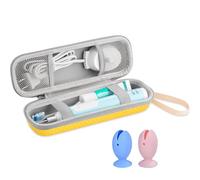 Toothbrush Travel Case for Oral B/Oral-B Pro 1000 1500 5000 7000 7500 9600/ Philips Sonicare 4100 5100 6100 5300 Electric Toothbrush, Portable Hard Protective Storage Bag (Yellow Case and 2 Caps)