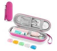 Toothbrush Travel Case for Oral B/Oral-B Pro 1000 1500 5000 7000 & Philips Sonicare 4100 1100 5300 5100 6100/iO Electric Toothbrush, Hard Protective Storage Bag (Pink case with toothbrush cap)