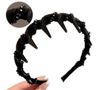 Toothed Wave Headband with Beaded, Fluffy High Cranial Top Headband, Temperament Face Wash Tool(Single Layer Beaded)