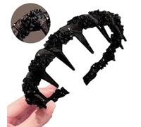 Toothed Wave Headband with Beaded, Fluffy High Cranial Top Headband, Temperament Face Wash Tool(Three Layer Beaded)