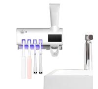 Toothpaste Dispenser-Large Wall Shelf Toothbrush 4 Slots for Bathroom Storage | automatic Toothpaste Press Hands-Free co