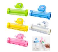 Toothpaste Dispenser Rolling Plastic Squeezer Holder Suction Wall Mount Hanging Hook Rolling Tube Squeezer Stylish Easy Use 5 Colour 5 Pcs Pack