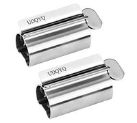 Toothpaste Squeezer 2 Pack - Metal Tube Squeezer Stainless Steel Tube Wringer UDQYQ Toothpaste seat Holder Stand (Gloss Finish Silver)