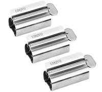 Toothpaste Squeezer 3 Pack - Metal Tube Squeezer Stainless Steel Tube Wringer UDQYQ Toothpaste seat Holder Stand(Gloss Finish Silver)