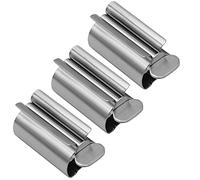 Toothpaste Squeezer,3 Pcs Rotate Toothpaste Dispenser Stainless Steel Tube Wringer Toothpaste seat Holder Stand Metal Rolling Tube Squeezer for Bathroom