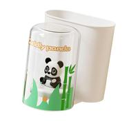 Toothpaste Storage Box in Cartoon, Wall-Mount Organizer with Rinsing Cup Holder, White