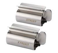 Toothpaste Tube Squeezer - Set of 2 Toothpaste Squeezer Rollers, Metal Toothpaste Tube Wringer Seat Holder Stand XYKEEY