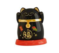 Toothpick Box China Lucky Cat Toothpick Case for Living Room Hotel Apartment Black 6.6x7.7 cm