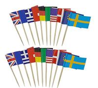 Toothpick Flags,100 PCS Countries Toothpick Flag Flag Markers World Flags Cocktail Sticks Toothpick Labels Cupcake Toppers for Party Cake Cheese Sandwiches Food