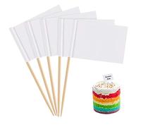 Toothpick Food Flags 100PCS Blank(3.5 * 2.5cm) Use for Party Food, Cheeseplate & Cupcake Toppers, Cheese Labels, Baby Shower Names, Fruit Salad Cocktail Sticks