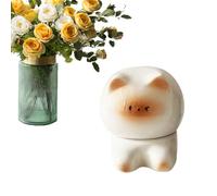 Toothpick Holder - Cat Figurine Toothpick Dispenser, Stylish Office Desk Decoration, Ceramic Storage Case, Functional Organizer for Tooth Picks Home Kitchen, Floss Storages, White Black