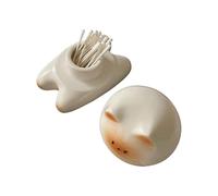 Toothpick Holder | Cat Tooth Picks Holder Dispenser | Ceramic Storage Container Box Cat Figurines for Teeth Cleaning Cotton Swabs Floss Kitchen BBQ