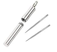 Toothpick Holder with 2pcs Titanium Toothpicks, Decorative Portable Outdoor Stainless Steel Toothpick Dispenser&Container Pocket, Reusable Food Fruit Picks for Camping Picnic