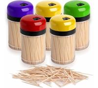 Toothpicks Teeth Cleaner Wood Sticks Double Sided Teeth Picks Pickup Fruit Sticks Suitable for Food Fruit Drinks Canapes Desserts Bbq Buffet Wedding Parties Office Kitchen Home Accessories (Pack of 5)