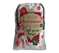 Toothsome Studios Bad Girls Get Presents All Year Long Santa Sack Holiday Gift Bag with Drawstring, Burlap, 25 x 19 inches, Large Present Bag (BadGirlsPresents)