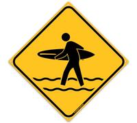 Toothsome Studios Surfer Crossing 12" x 12" Tin Road Sign Beach Home Bar Decor