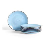 TootieWare Dessert Plate Set of 6,7.5 Inch Ceramic Salad Plate, Microwave & Dishwasher Safe Dinner Plates, Thanksgiving Christmas Gifts for Women Men,Blue