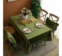 Tootop Soft Luxurious Velvet Tablecloth Ruffled Solid Color Rectangular Thick Tablecloth, Vintage Farmhouse Style Washable Suitable for Parties Weddings Baby Shower, Kitchen(60 X 86 Inch) Olive Green