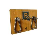 toots - Stainless Steel Dog Park Wall (15 x 20) with Pet Parking Sign for Store Entrance, Wooden Decoration, Dog Parking Double Hook for Tethering Pets.