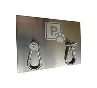 toots - Wall-Mounted Stainless Steel Dog Hitch (15x20cm) with “Pet Parking” Sign for Store Entrances, Aesthetic and Functional, Double Hook Dog Parking for Tying Pets